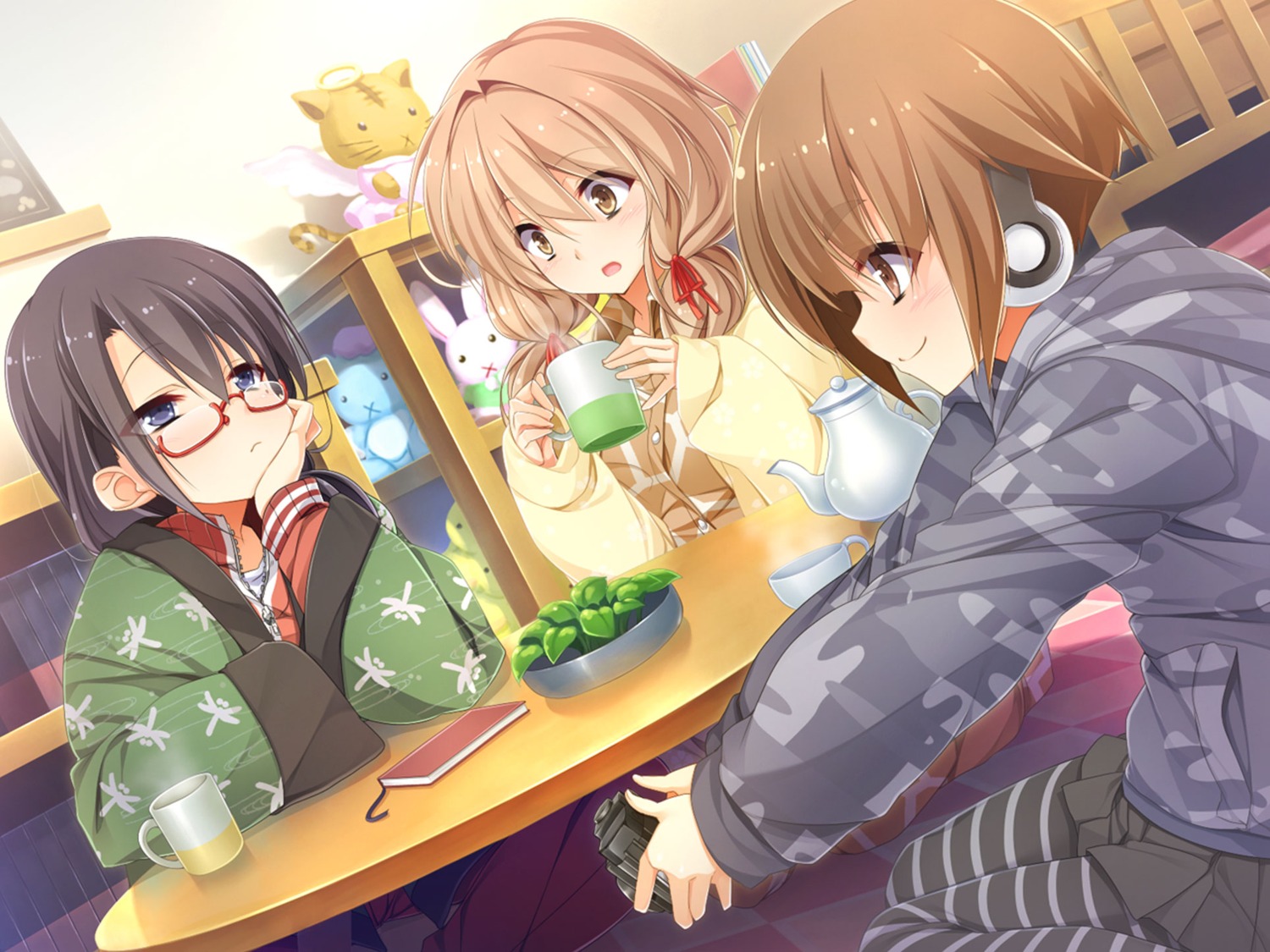 asou_fumi, baseson_light, game_cg, headphones, kimihane_kanojo_to_kanojo_no_koi_suru_ikkagetsu, megane, mtu, natsume_hina, ogata_rin, pantyhose