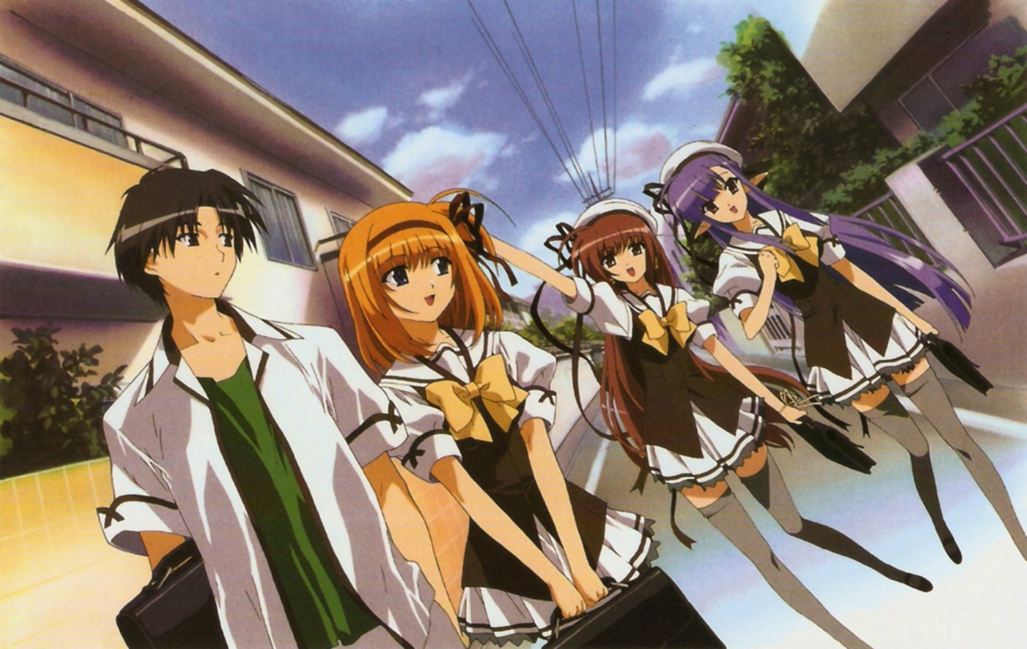 fuyou_kaede, lisianthus, nerine, seifuku, shuffle, tsuchimi_rin