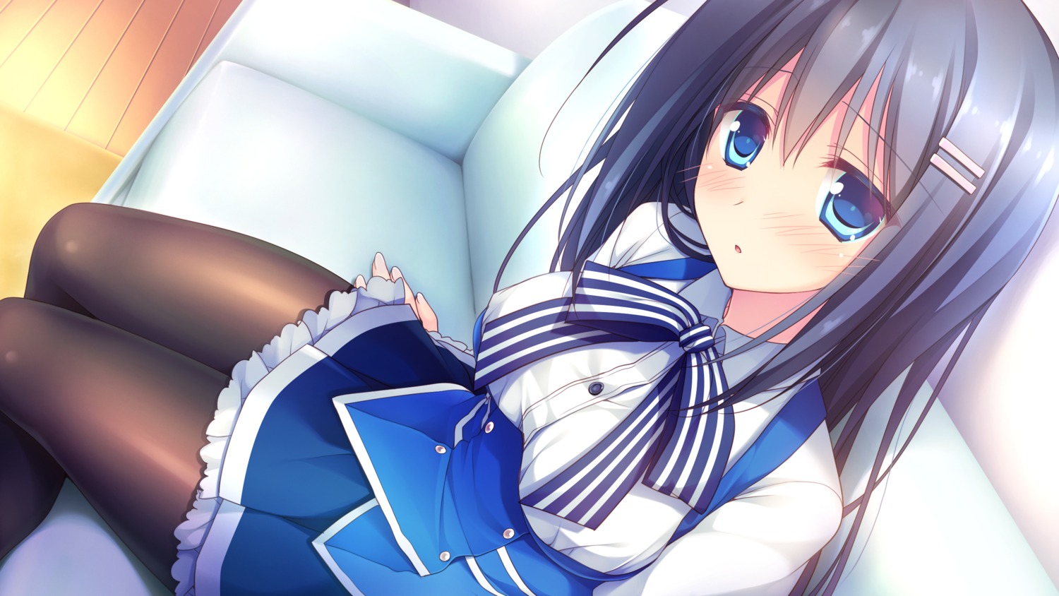 alcot_honeycomb, game_cg, hoshino_nagisa, kimi_no_tonari_de_koishiteru!, motomiya_mitsuki, pantyhose, seifuku