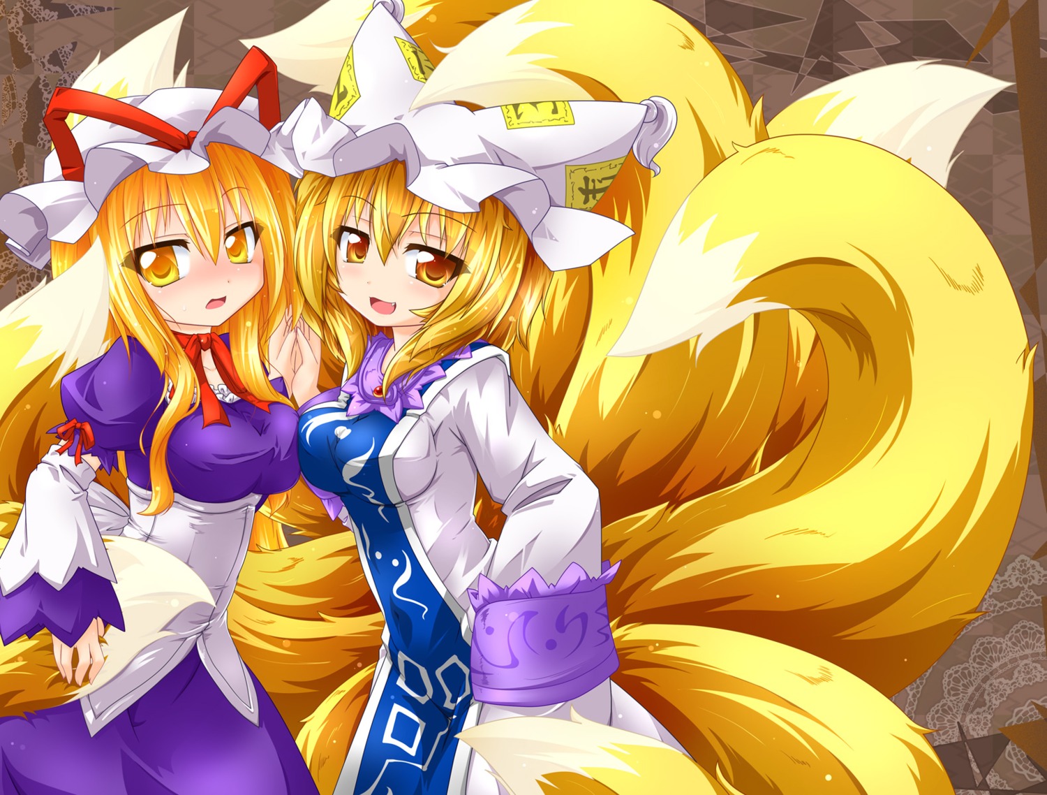 dress, kazami_karasu, kitsune, tail, touhou, yakumo_ran, yakumo_yukari