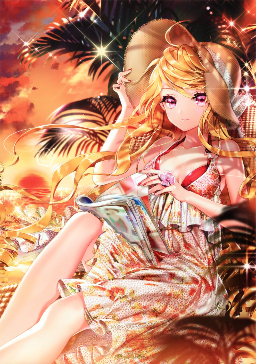 bikini_top, cinia_pacifica, cleavage, cocoon_(loveririn), dress, ponytail, summer_dress, swimsuits