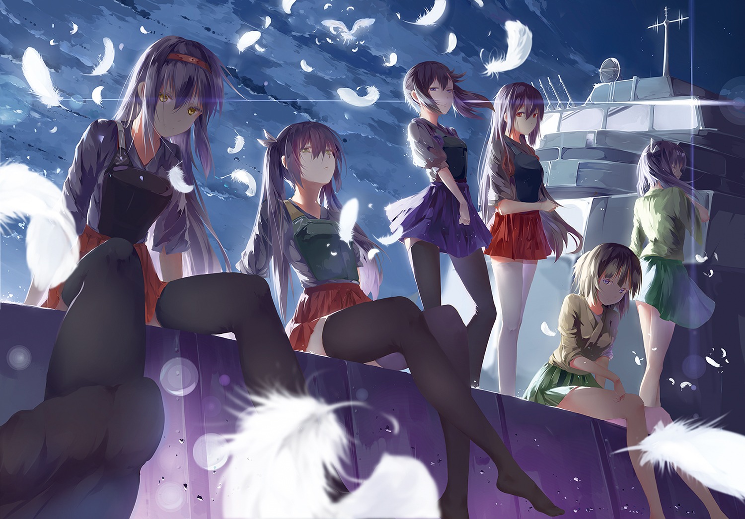 akagi_(kancolle), feet, hiryuu_(kancolle), japanese_clothes, kaga_(kancolle), kantai_collection, lilikou, shoukaku_(kancolle), souryuu_(kancolle), thighhighs, zuikaku_(kancolle)