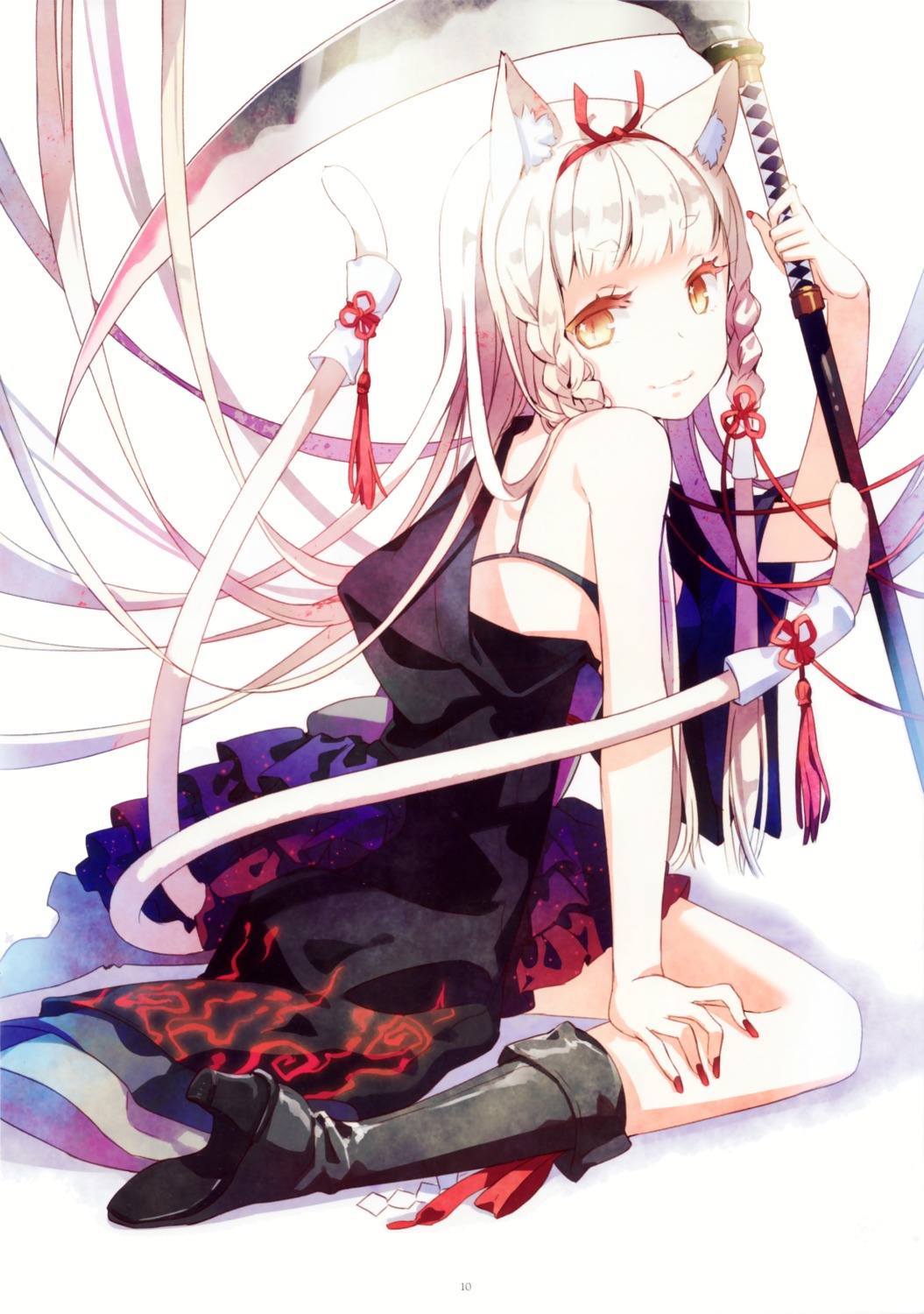 animal_ears, h2so4, heels, island_of_horizon, tail, weapon