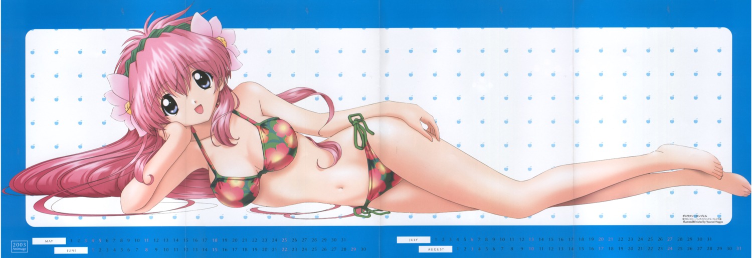 bikini, calendar, cleavage, crease, galaxy_angel, hagiya_yasunari, milfeulle_sakuraba, swimsuits