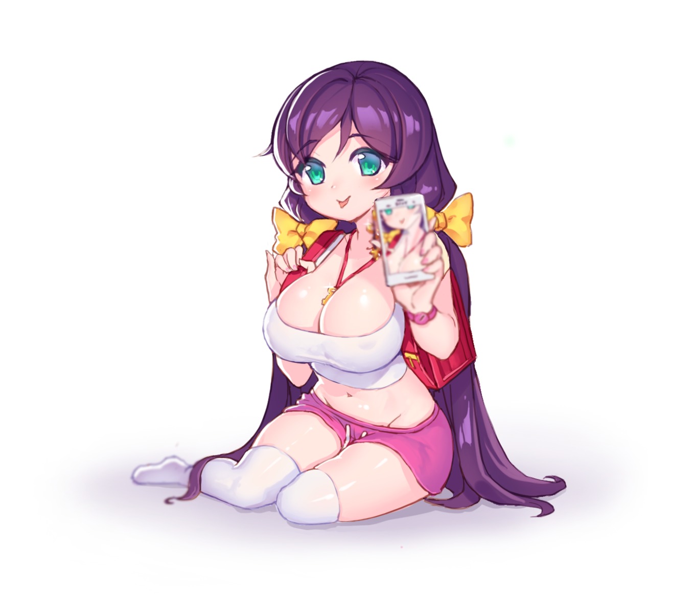 cleavage, fiodo, love_live!, love_live!_(series), thighhighs, toujou_nozomi