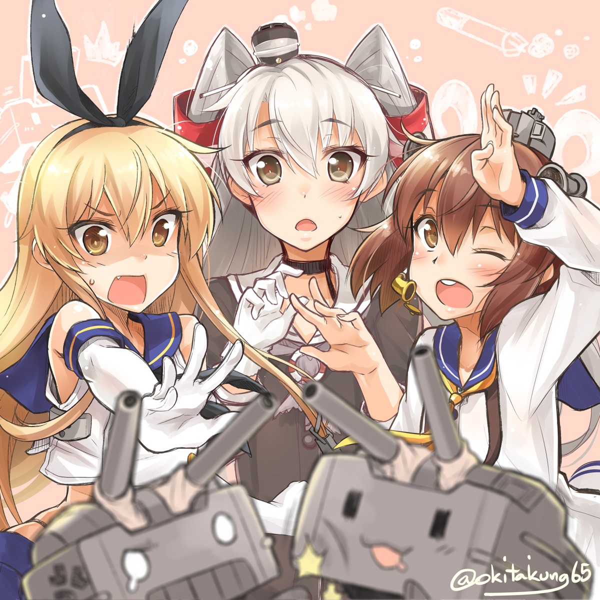 amatsukaze_(kancolle), kantai_collection, okitakung, rensouhou-chan, rensouhou-kun, shimakaze_(kancolle), yukikaze_(kancolle)