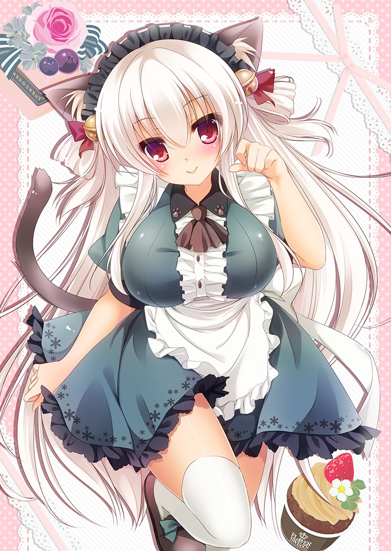 animal_ears, maid, minakami_rinka, nekomimi, tail, thighhighs