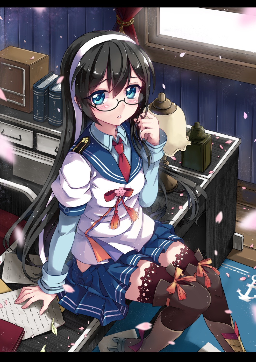 abyss_of_parliament, kantai_collection, megane, ooyodo_(kancolle), seifuku, thighhighs