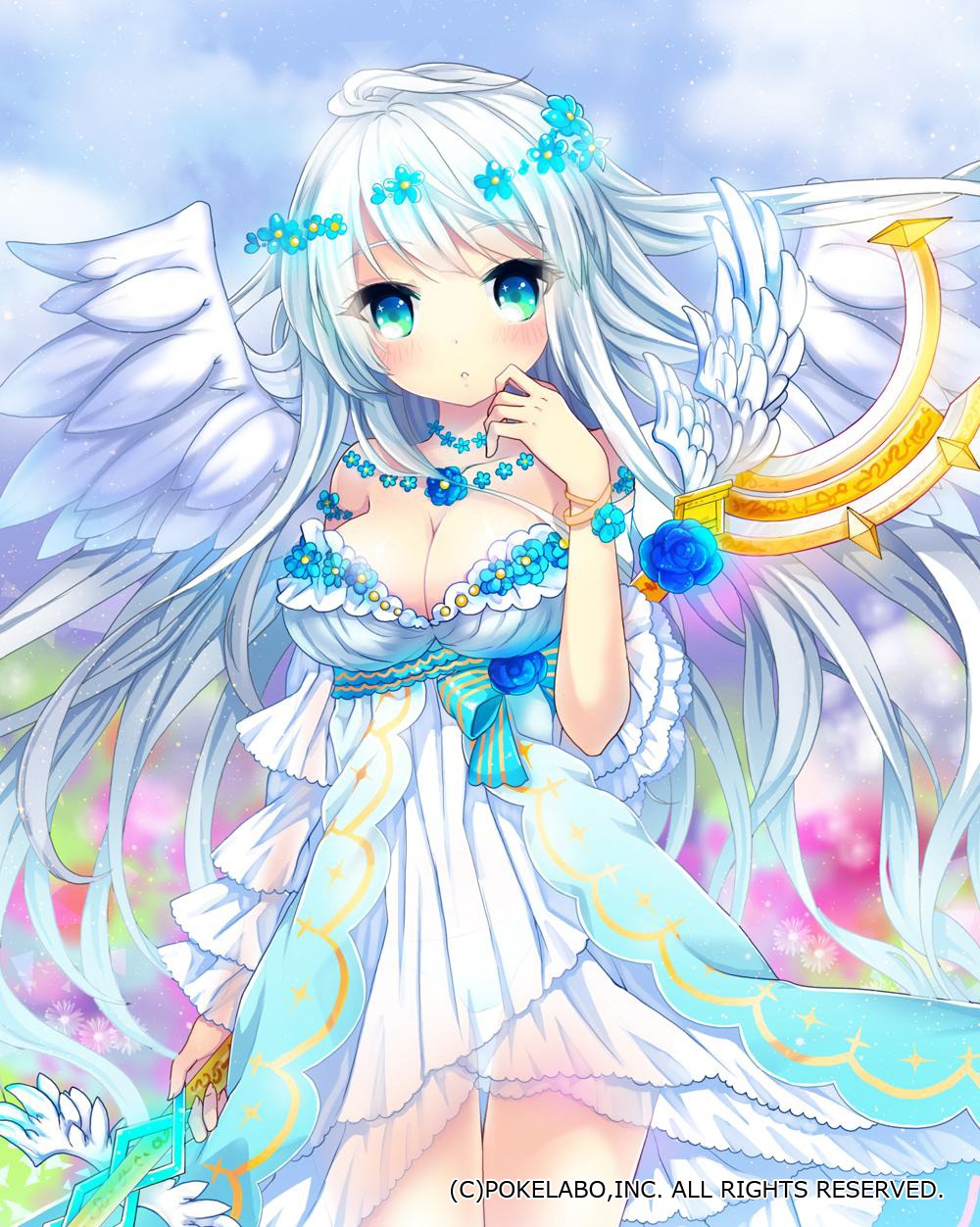 cleavage, dress, juke, pantsu, see_through, weapon, wings