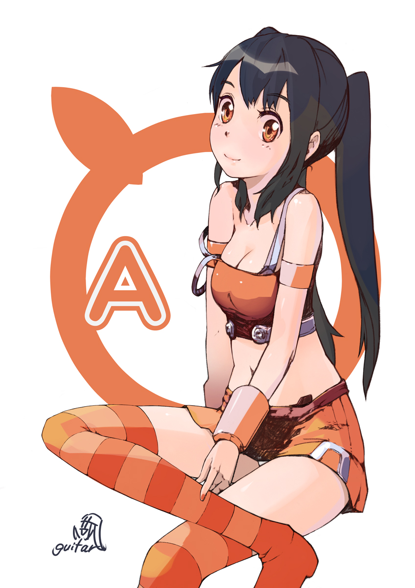 arancia, cleavage, guitar_(artist), pantsu, thighhighs
