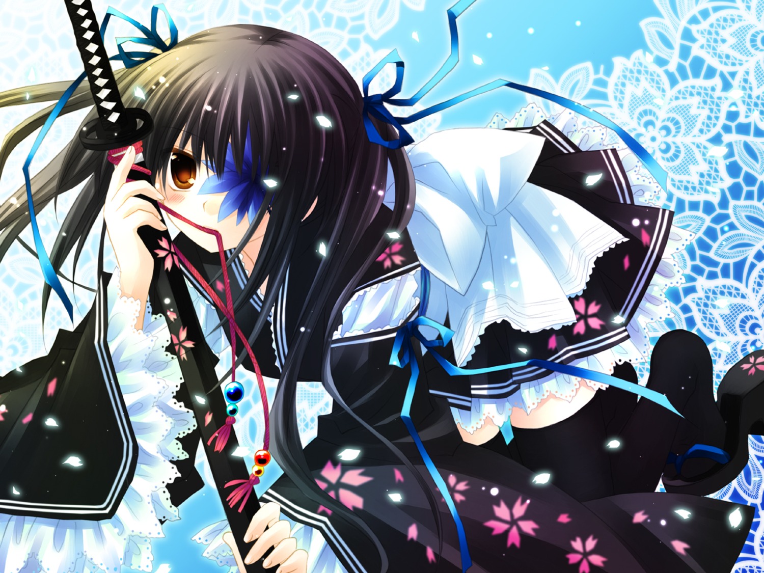 eyepatch, gintama, kimono, sakurazawa_izumi, sword, wallpaper, yagyuu_kyuubei