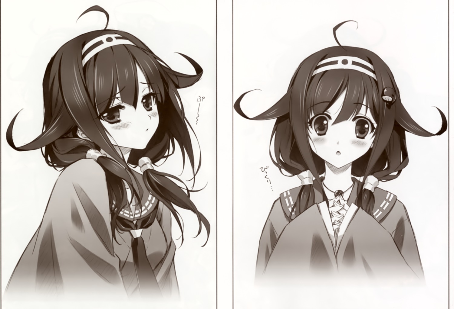carnelian, kantai_collection, monochrome, ryuuhou_(kancolle), taigei_(kancolle)