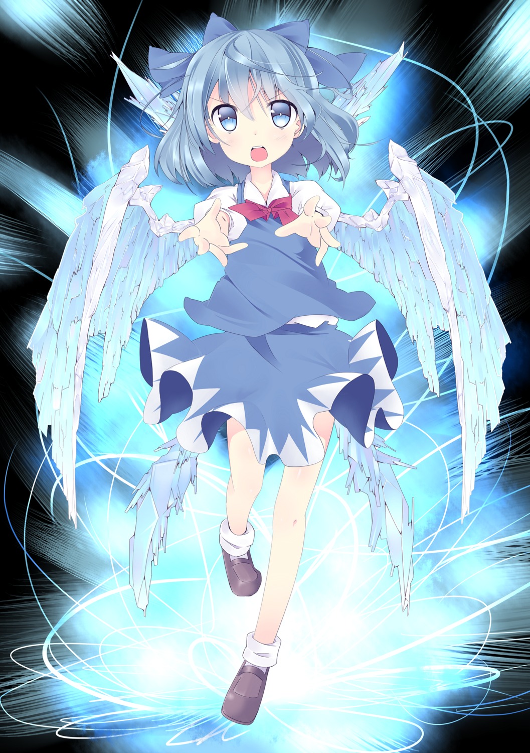 cirno, touhou, tunamayochan, wings