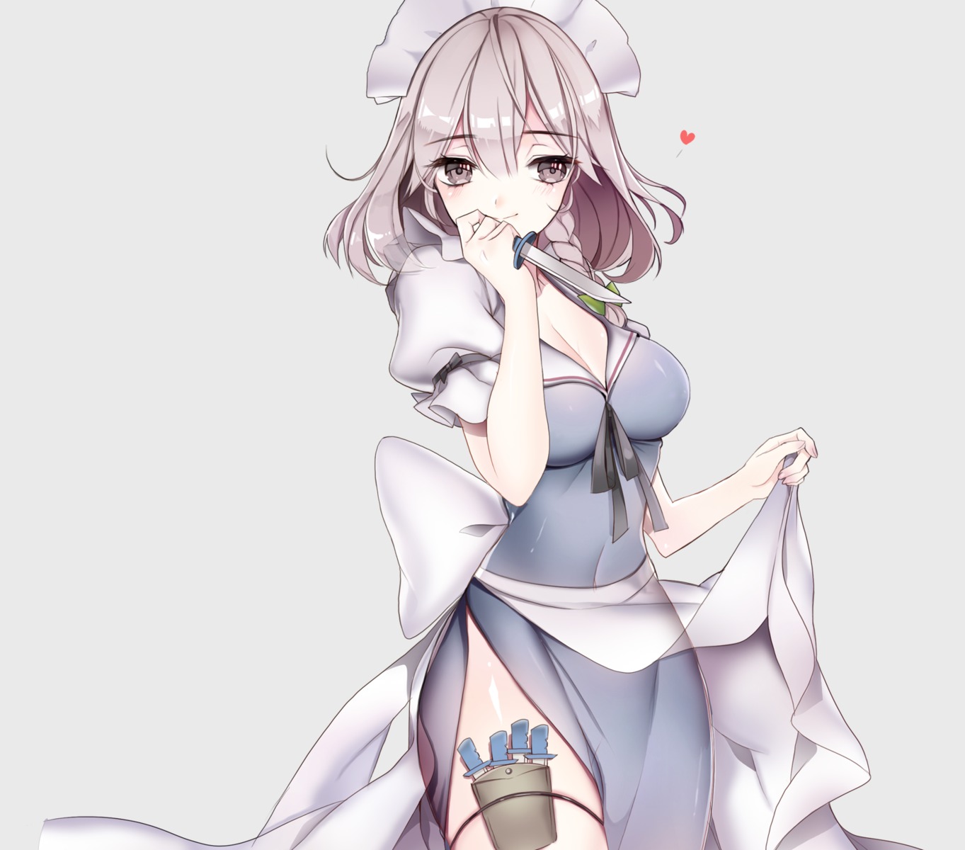 cleavage, dress, izayoi_sakuya, primcoco, touhou, weapon