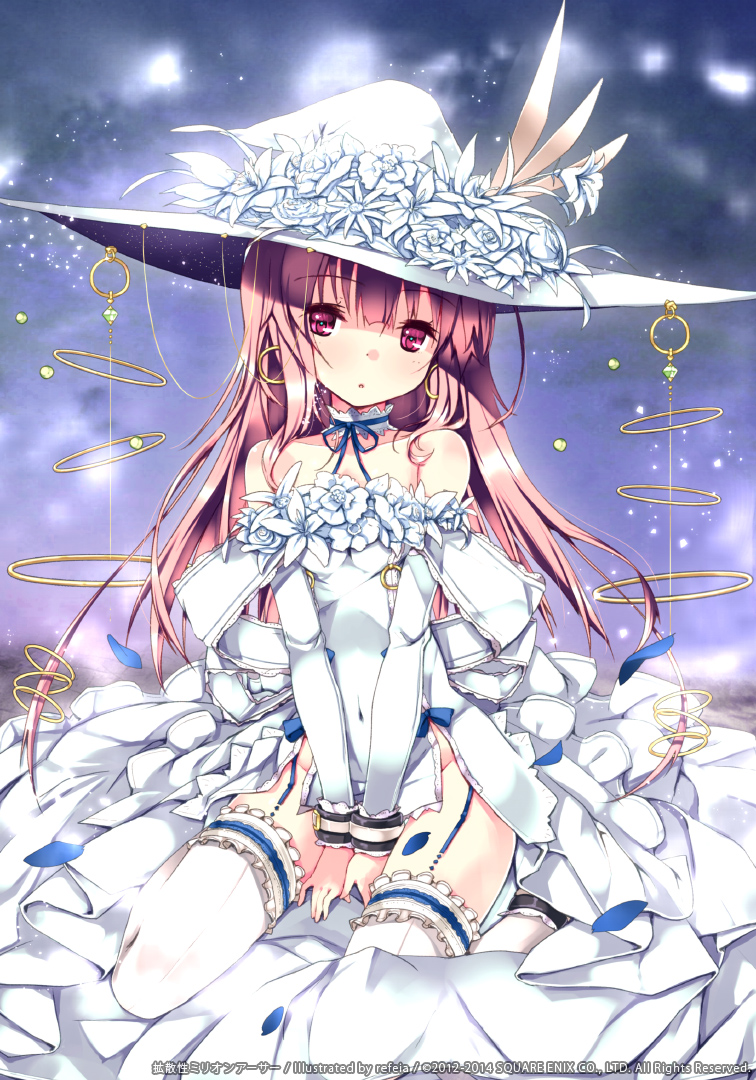 dress, kaku-san-sei_million_arthur, nimue_(million_arthur), nopan, refeia, stockings, thighhighs