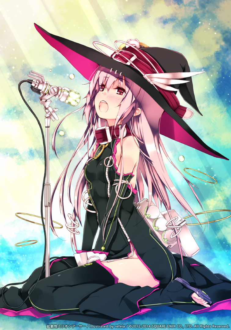 dress, kaku-san-sei_million_arthur, nimue_(million_arthur), refeia, thighhighs, witch