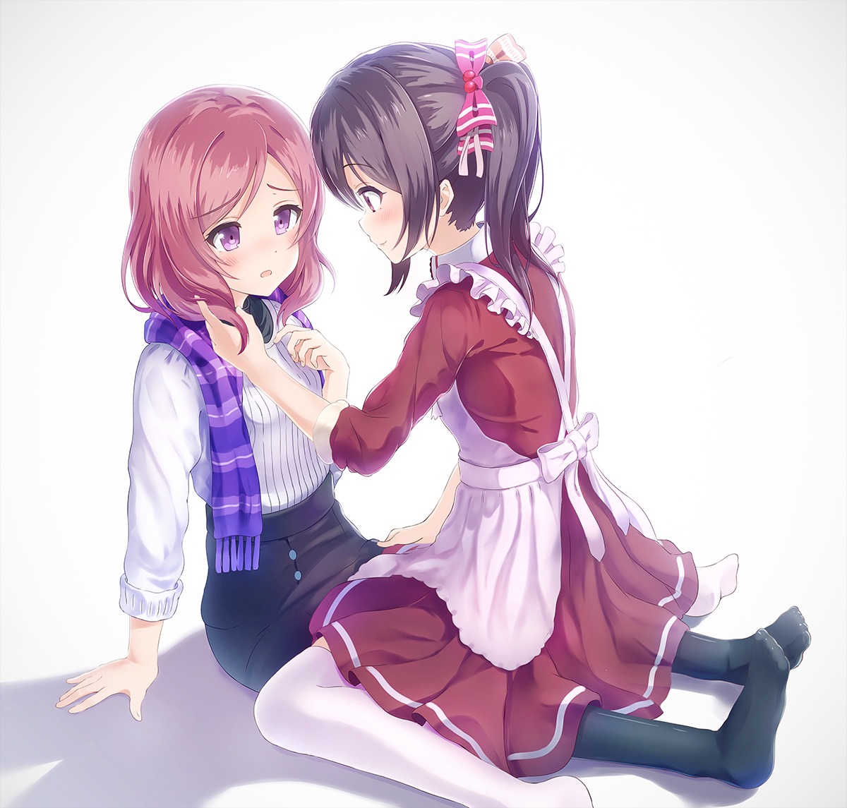 alc, love_live!, love_live!_(series), maid, nishikino_maki, thighhighs, yazawa_nico