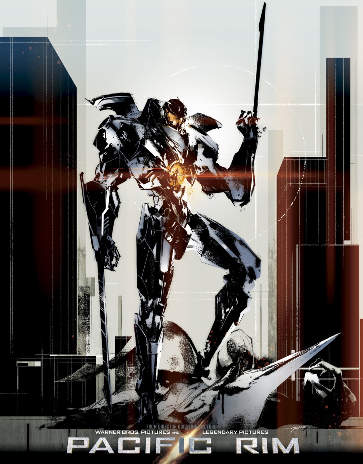 mecha, monochrome, pacific_rim, shinkawa_yoji, sword, weapon