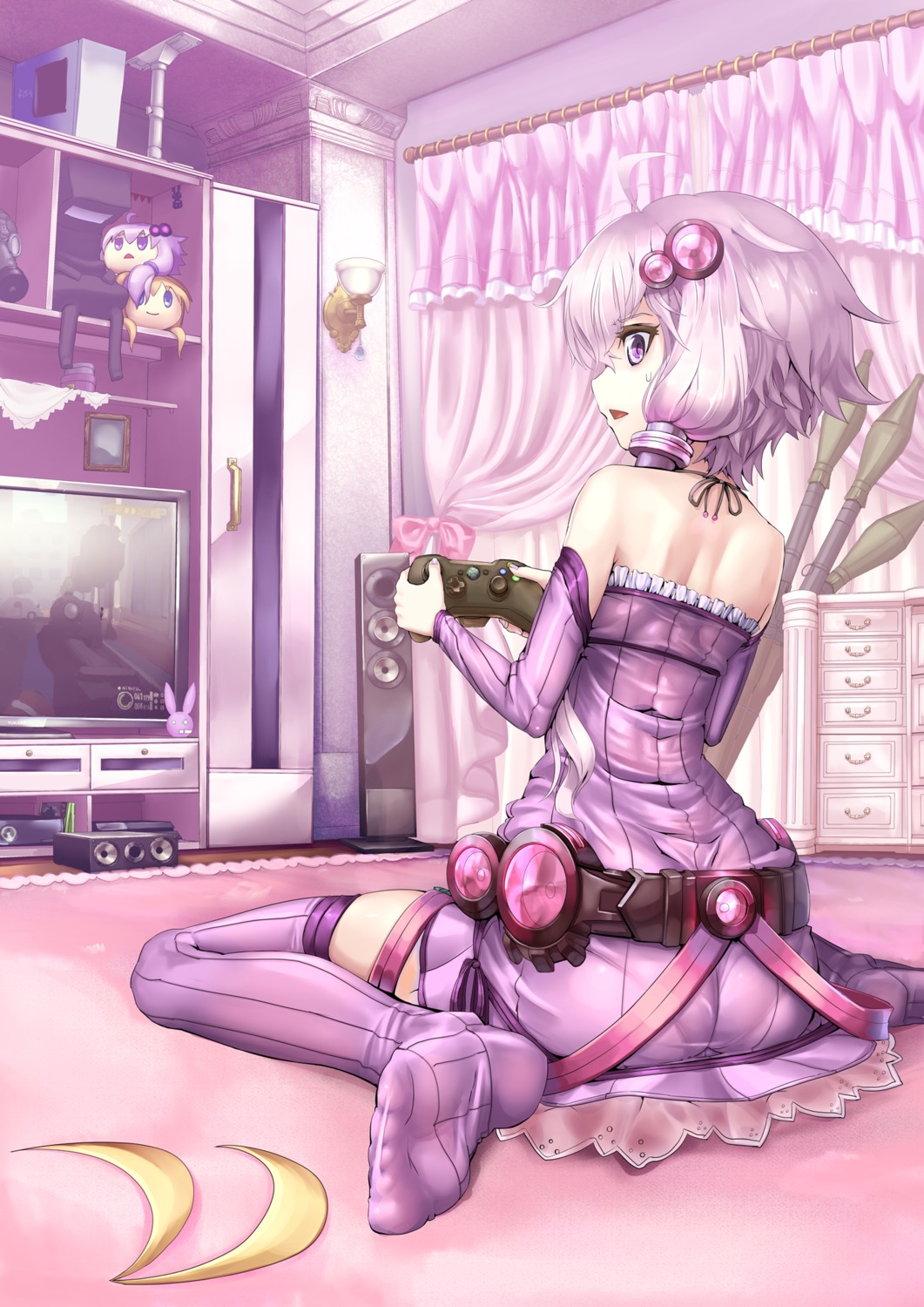 ass, dress, ninopal, pantsu, thighhighs, vocaloid, yuzuki_yukari