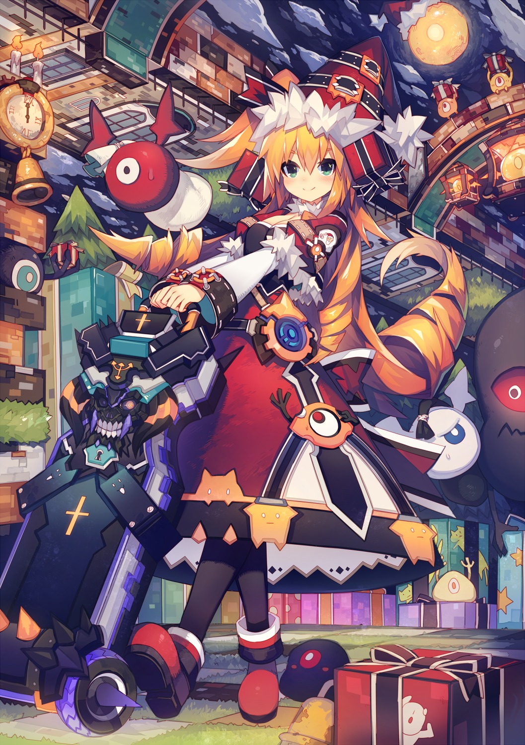 christmas, cleavage, dress, mamuru, witch