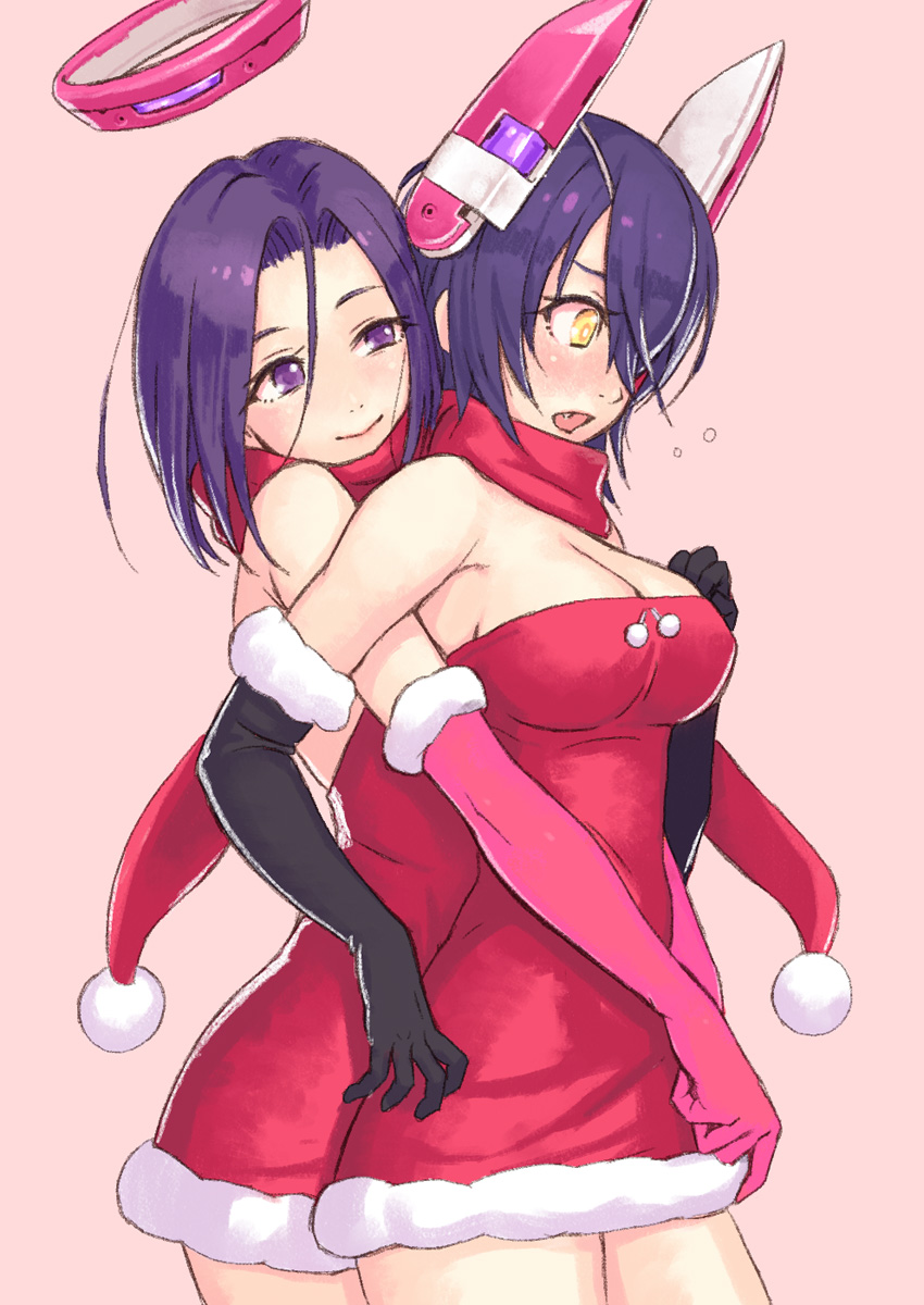 christmas, cleavage, dress, eyepatch, kantai_collection, tatsuta_(kancolle), tenryuu_(kancolle), yuuji_(and)