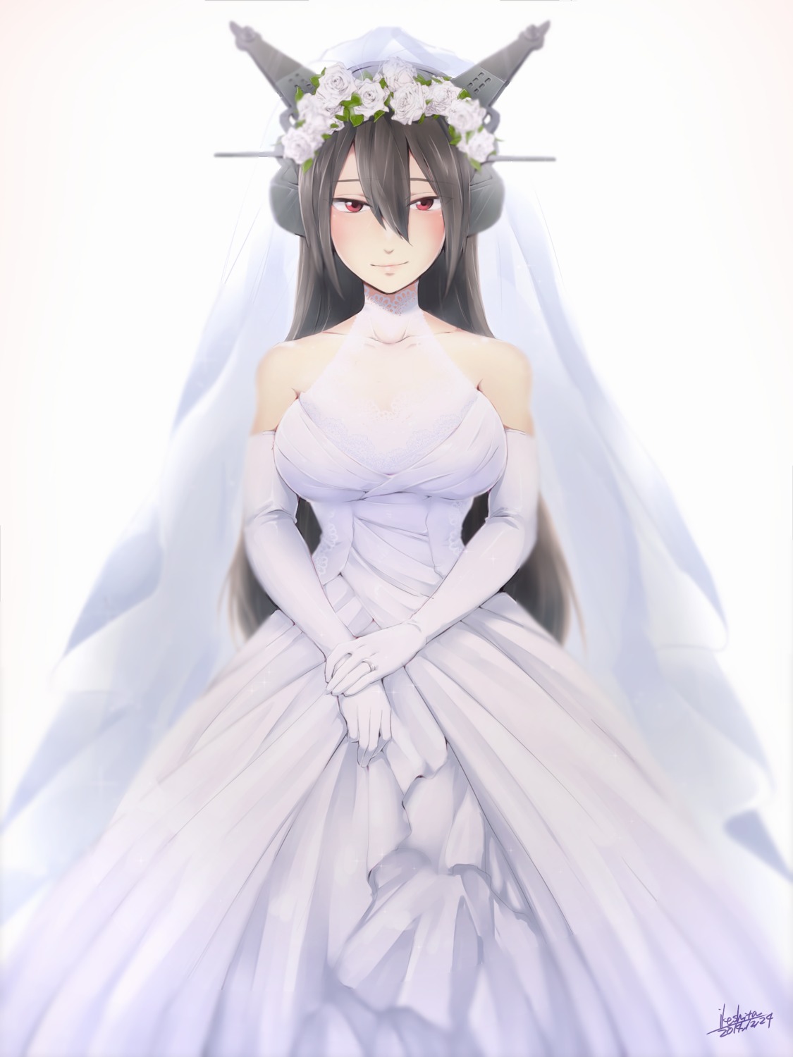 dress, ikeshita_moyuko, kantai_collection, nagato_(kancolle), wedding_dress