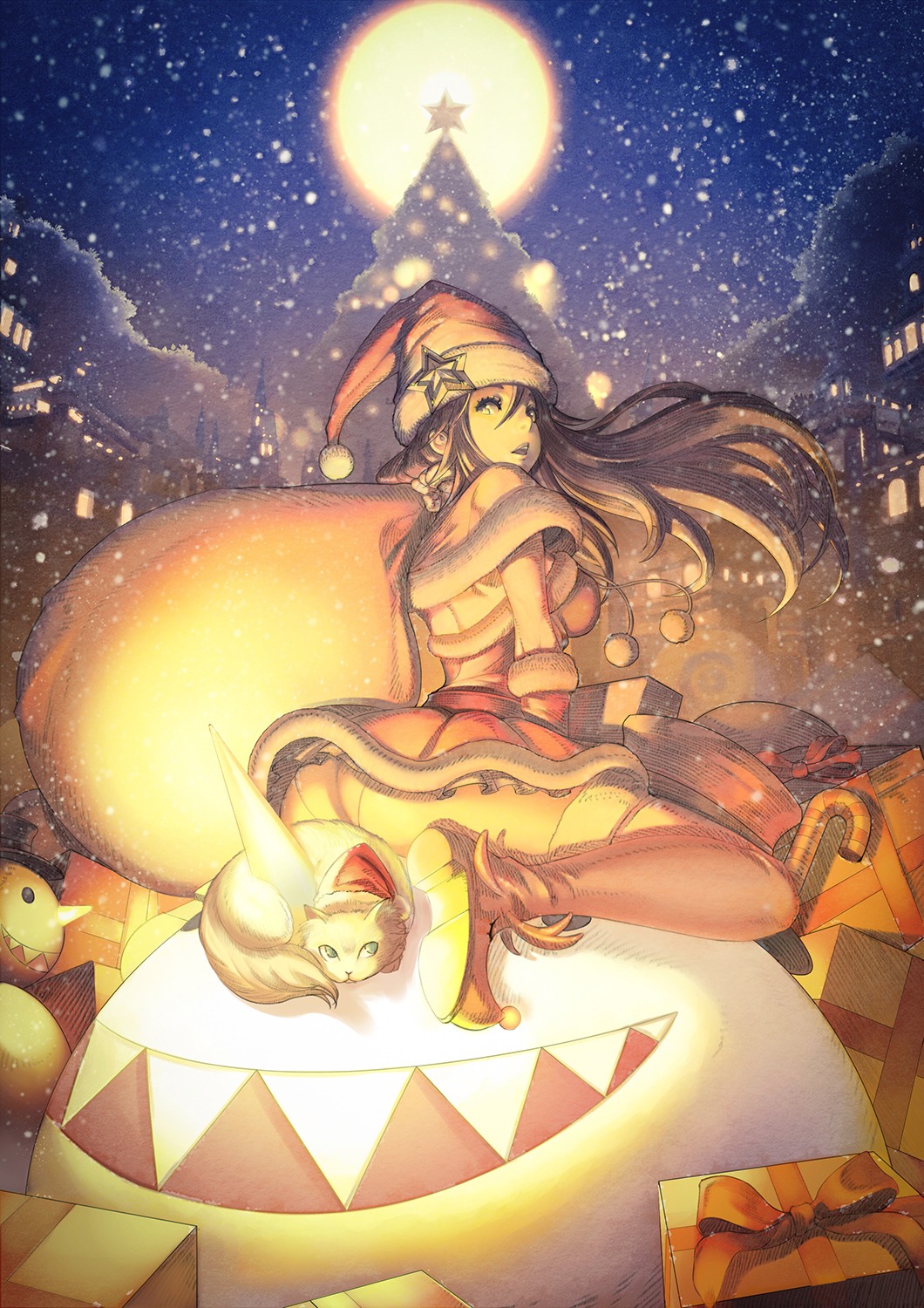 ass, christmas, neko, pantsu, shukei, thighhighs