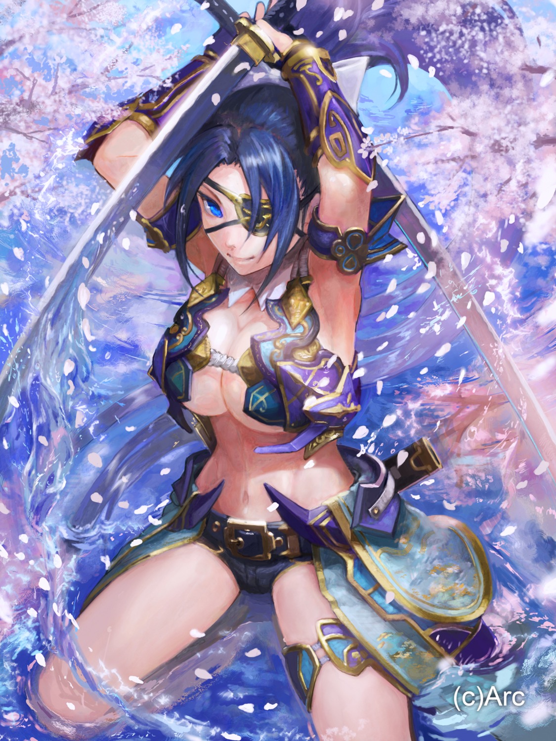 armor, bikini_armor, cleavage, eyepatch, mizore_akihiro, sengoku_kishin_valkyrie, sword, underboob