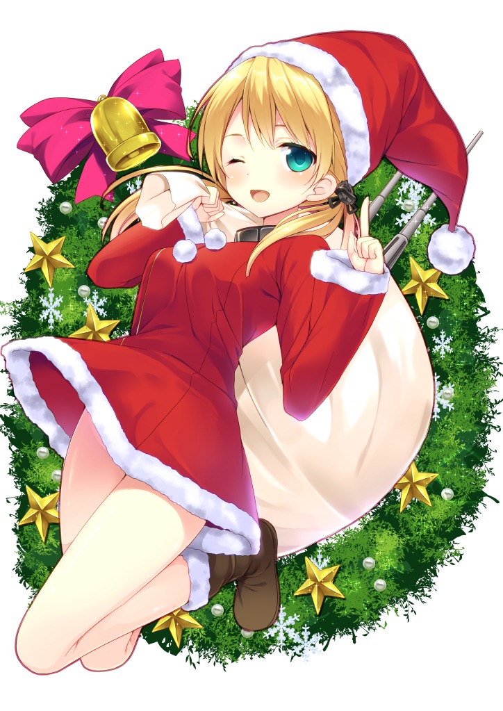 christmas, dress, kantai_collection, natsuki_shuri, nopan, prinz_eugen_(kancolle)
