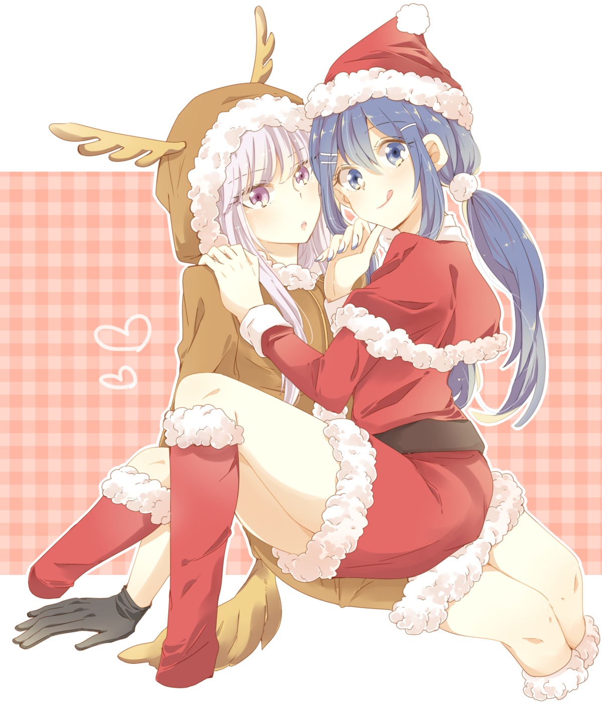 christmas, dangan-ronpa, dress, horns, kirigiri_kyouko, maizono_sayaka, tail, zawameki