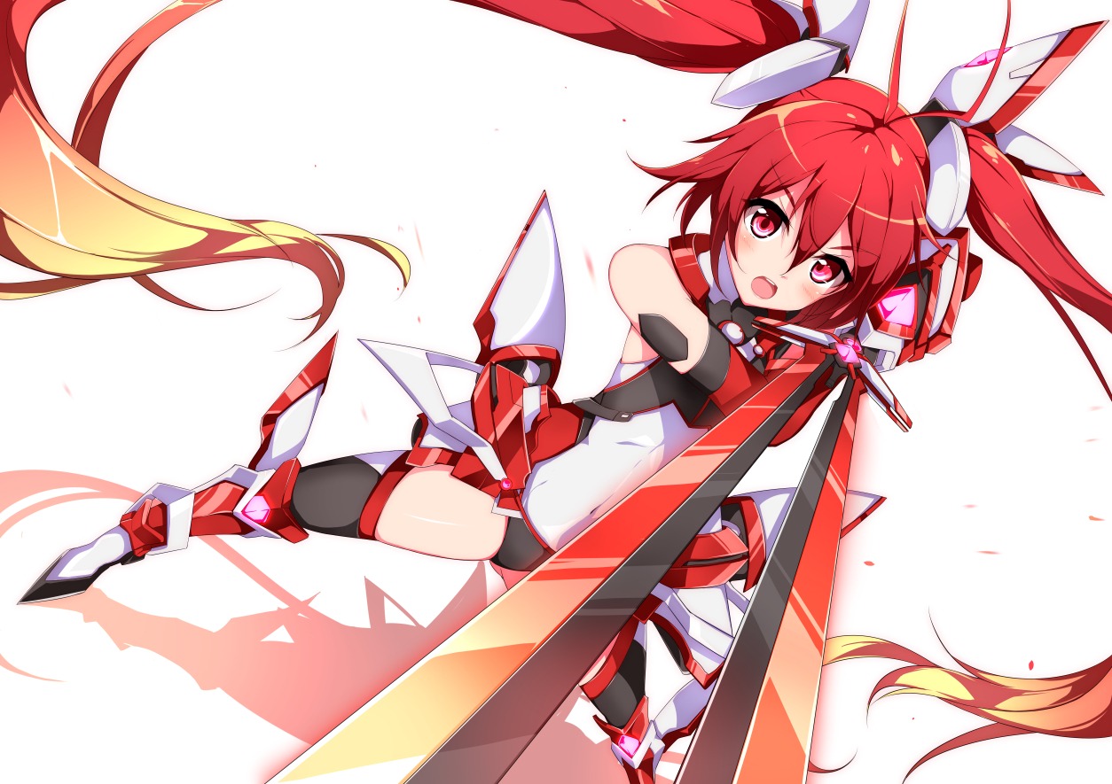 bodysuit, genderswap, mitsuka_souji, narumi_cristear_note, ore_twintail_ni_narimasu, sword, tailred, thighhighs
