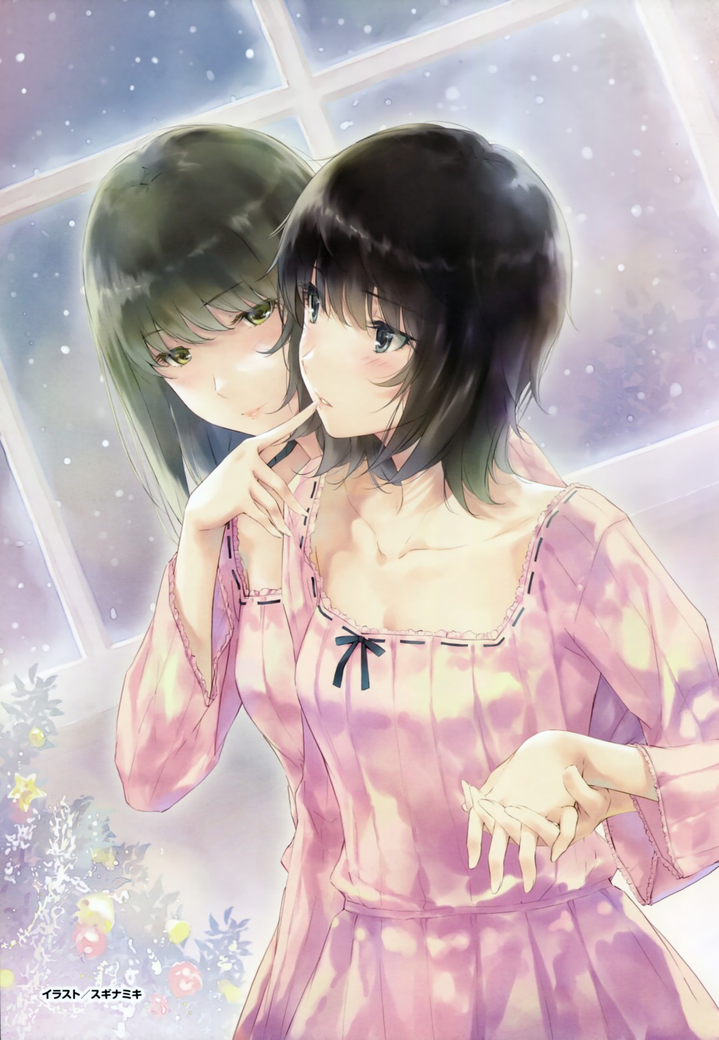 dress, flowers, innocent_grey, sugina_miki, takasaki_chidori, yaegaki_erika, yuri