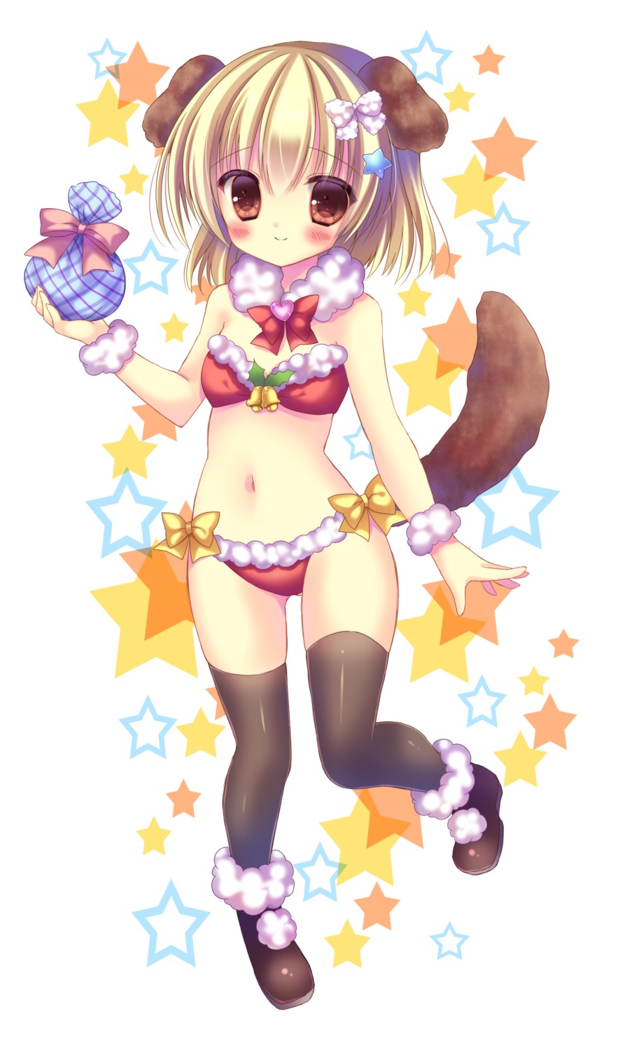 animal_ears, bikini, christmas, ko-ta., swimsuits, tail, thighhighs