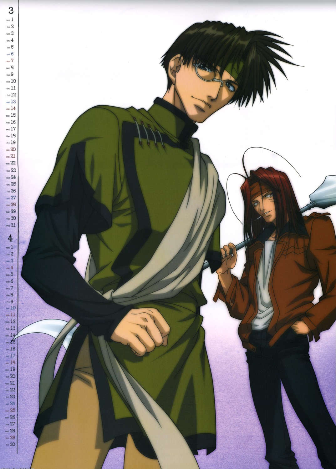 calendar, cho_hakkai, male, megane, saiyuki_reload, sha_gojou, smoking