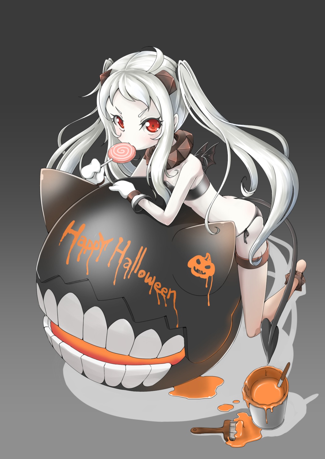 bikini, halloween, kantai_collection, northern_ocean_hime, shinkaisei-kan, swimsuits, tail, yaosera