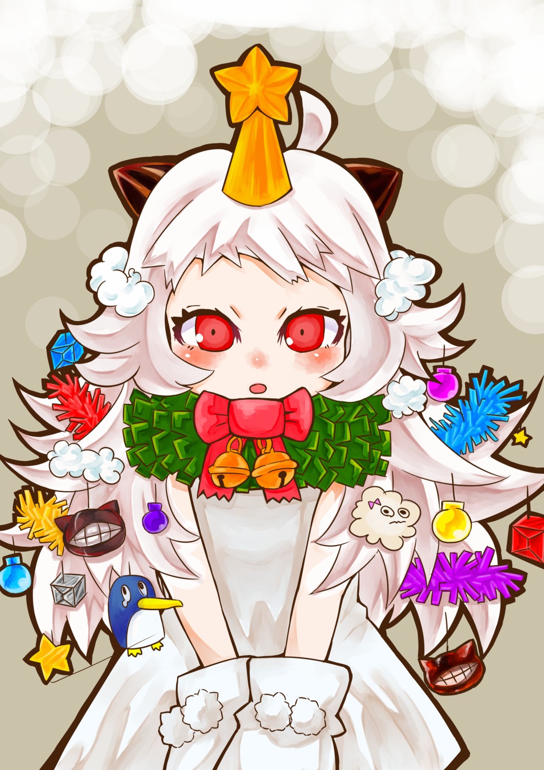 chixida, christmas, dress, kantai_collection, northern_ocean_hime