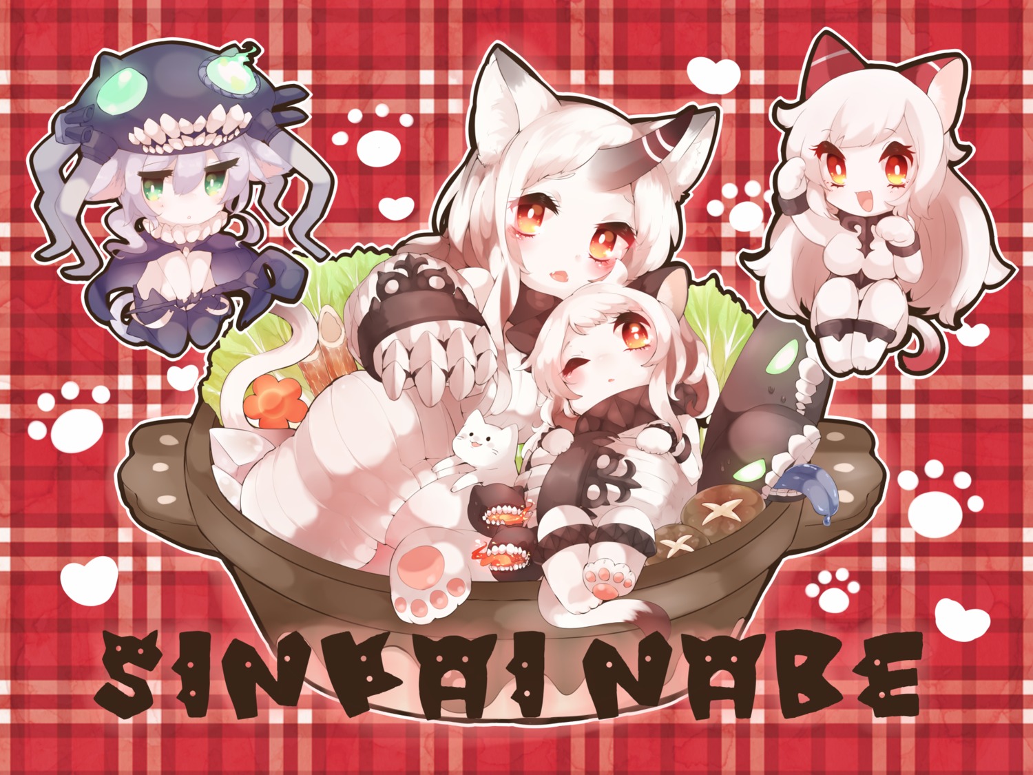 airfield_hime, animal_ears, chibi, horns, i-class_destroyer, kaenuco, kantai_collection, neko