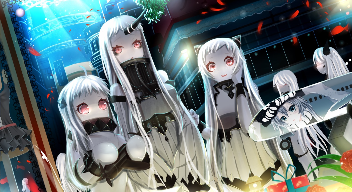 airfield_hime, dress, ginhaha, horns, kantai_collection, northern_ocean_hime, seaport_hime, shinkaisei-kan