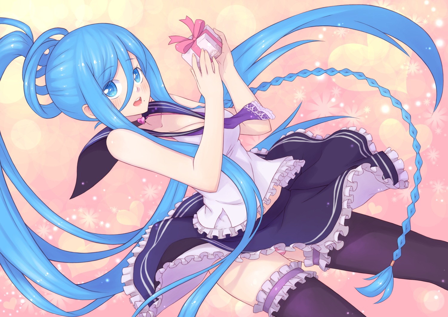 aoki_hagane_no_arpeggio, cleavage, gun_(artist), pantsu, shimapan, takao_(aoki_hagane_no_arpeggio), thighhighs