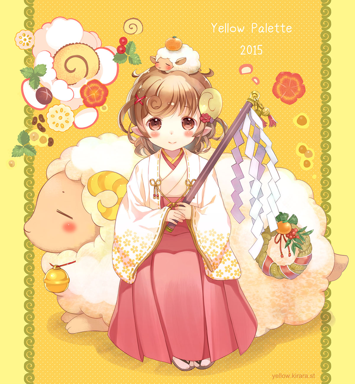 horns, japanese_clothes, jpeg_artifacts, pointy_ears, takeda_mika