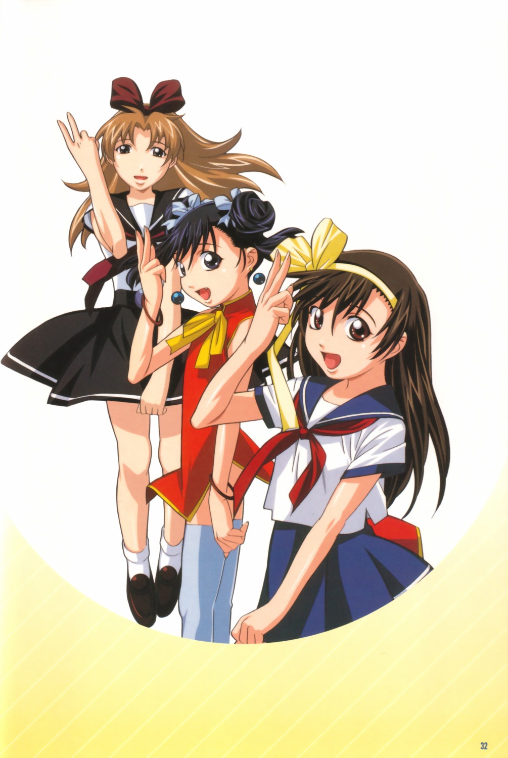asagiri_reiko, chinadress, feng_fei_ling, gatekeepers, gotou_keiji, ikusawa_ruriko, seifuku, thighhighs