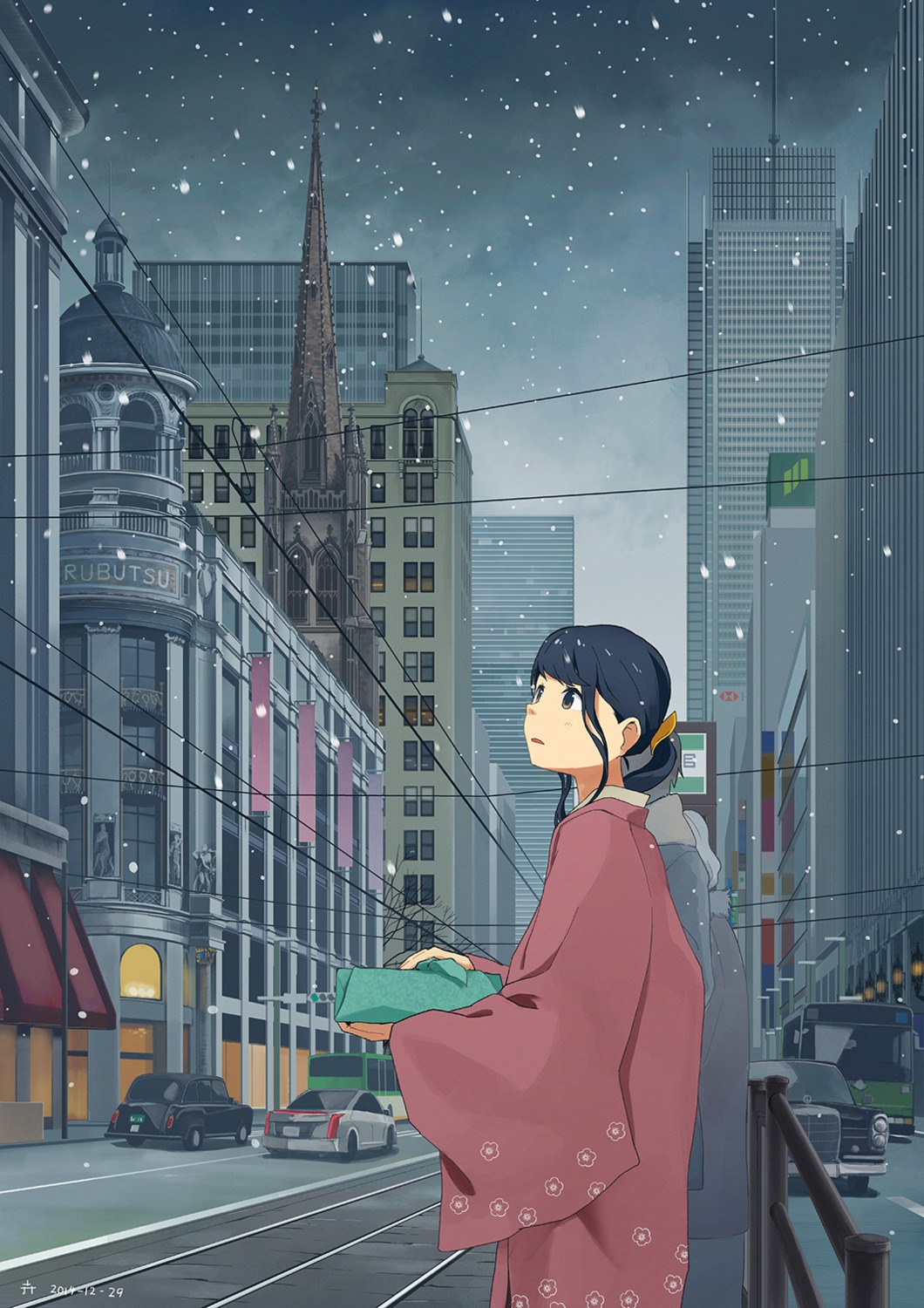 kusakabe, landscape, yukata