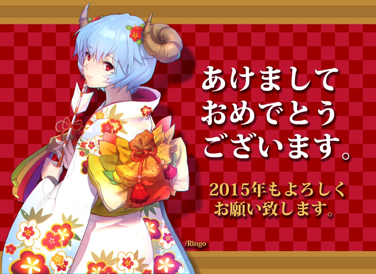 ayanami_rei, horns, japanese_clothes, kimono, matsuki_ringo, neon_genesis_evangelion
