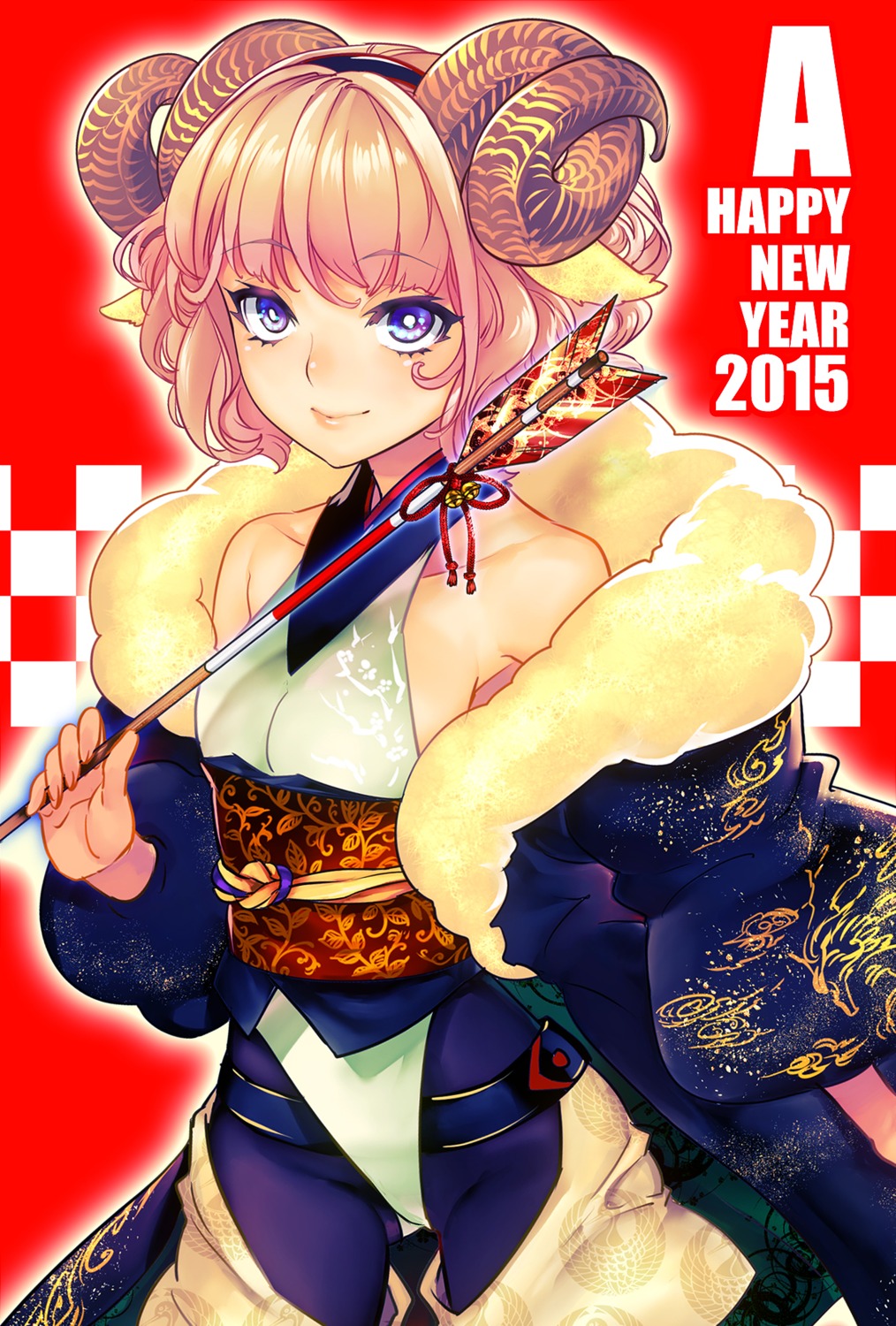 horns, japanese_clothes, no_bra, tamachi_kuwa