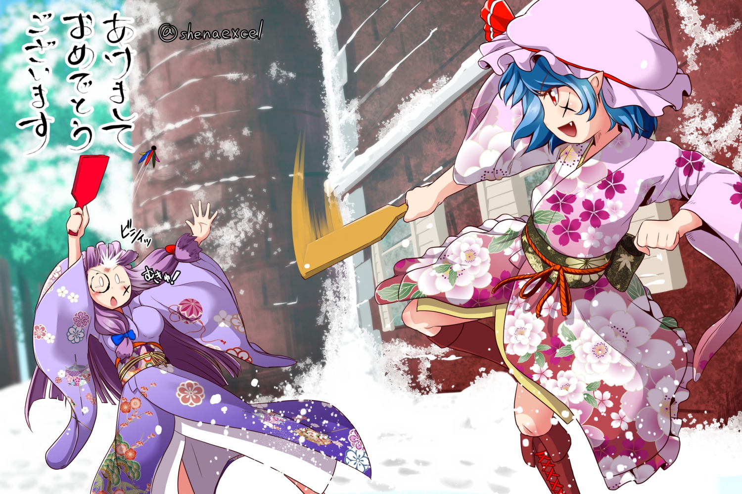 excel_(shena), kimono, patchouli_knowledge, remilia_scarlet, touhou