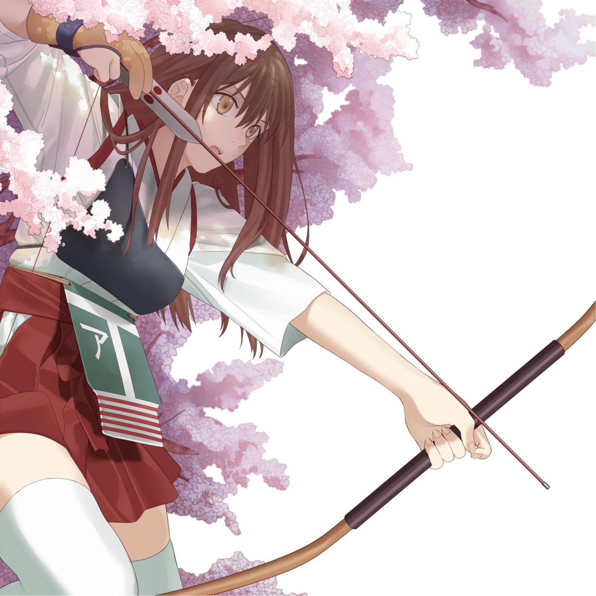 akagi_(kancolle), kantai_collection, kosagi_midori, thighhighs, weapon