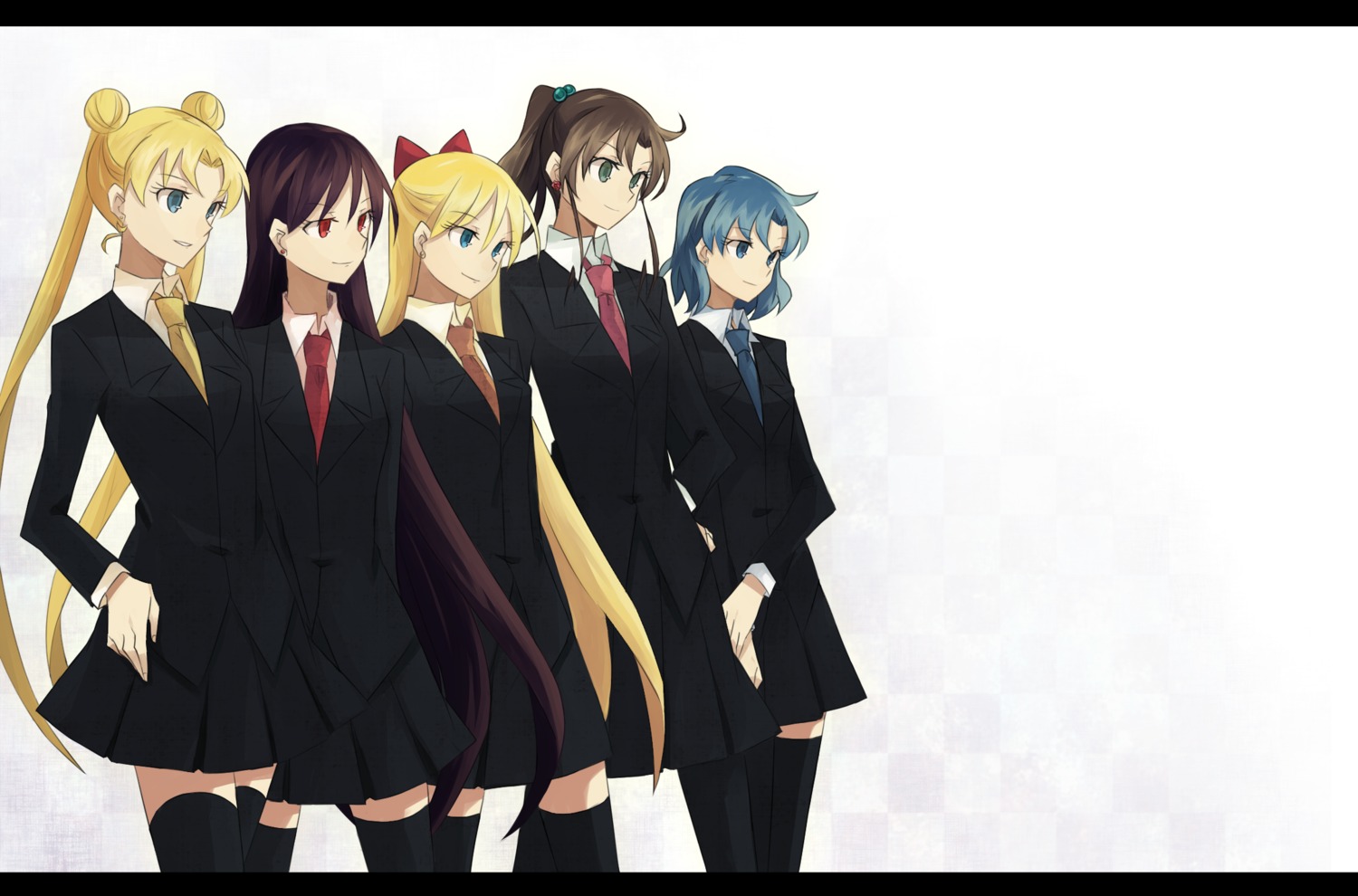 aino_minako, bishoujo_senshi_sailor_moon, hino_rei, kino_makoto, mizuno_ami, seifuku, shokushu_ura, thighhighs, tsukino_usagi