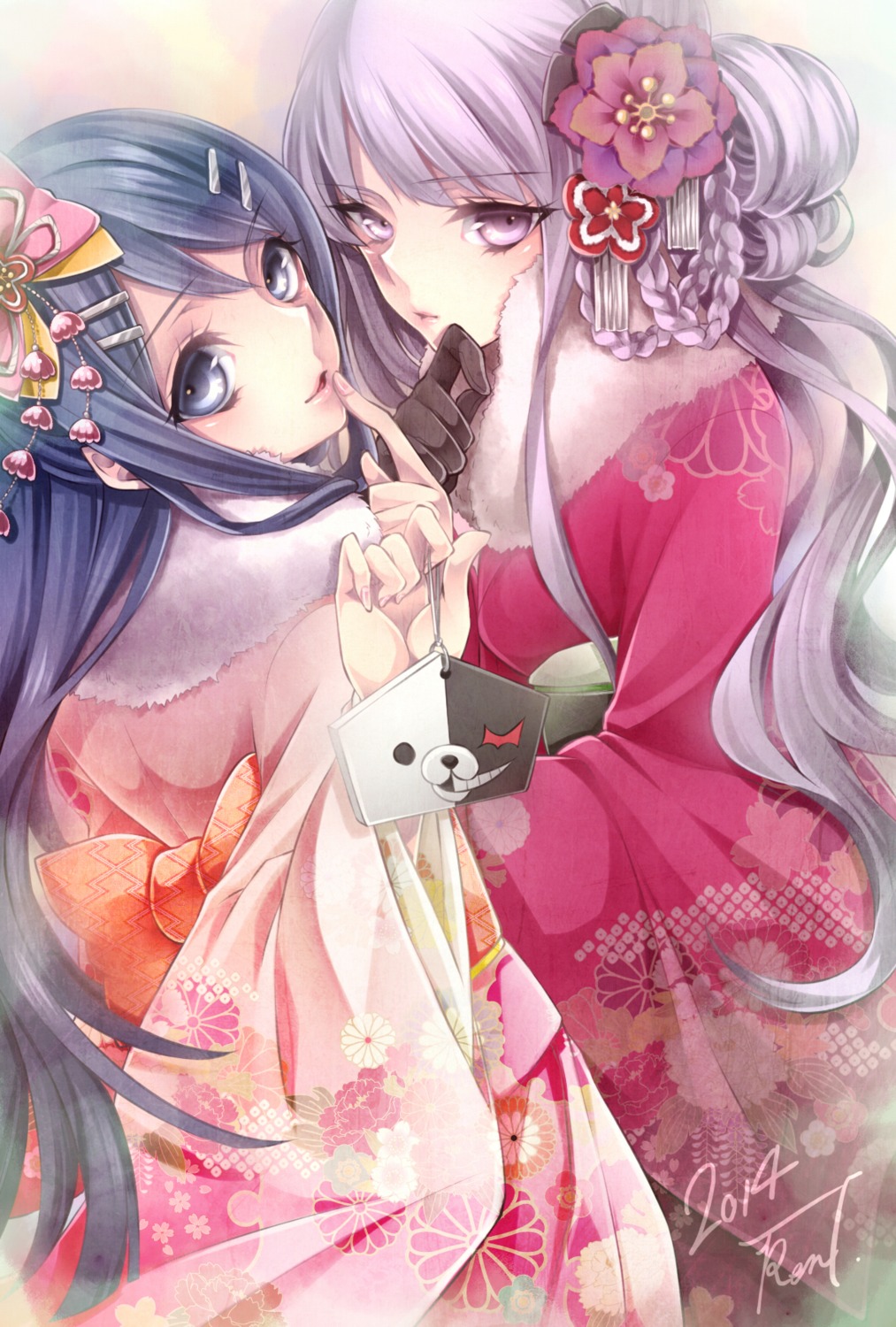 dangan-ronpa, kimono, kirigiri_kyouko, maizono_sayaka, takamiya_ren