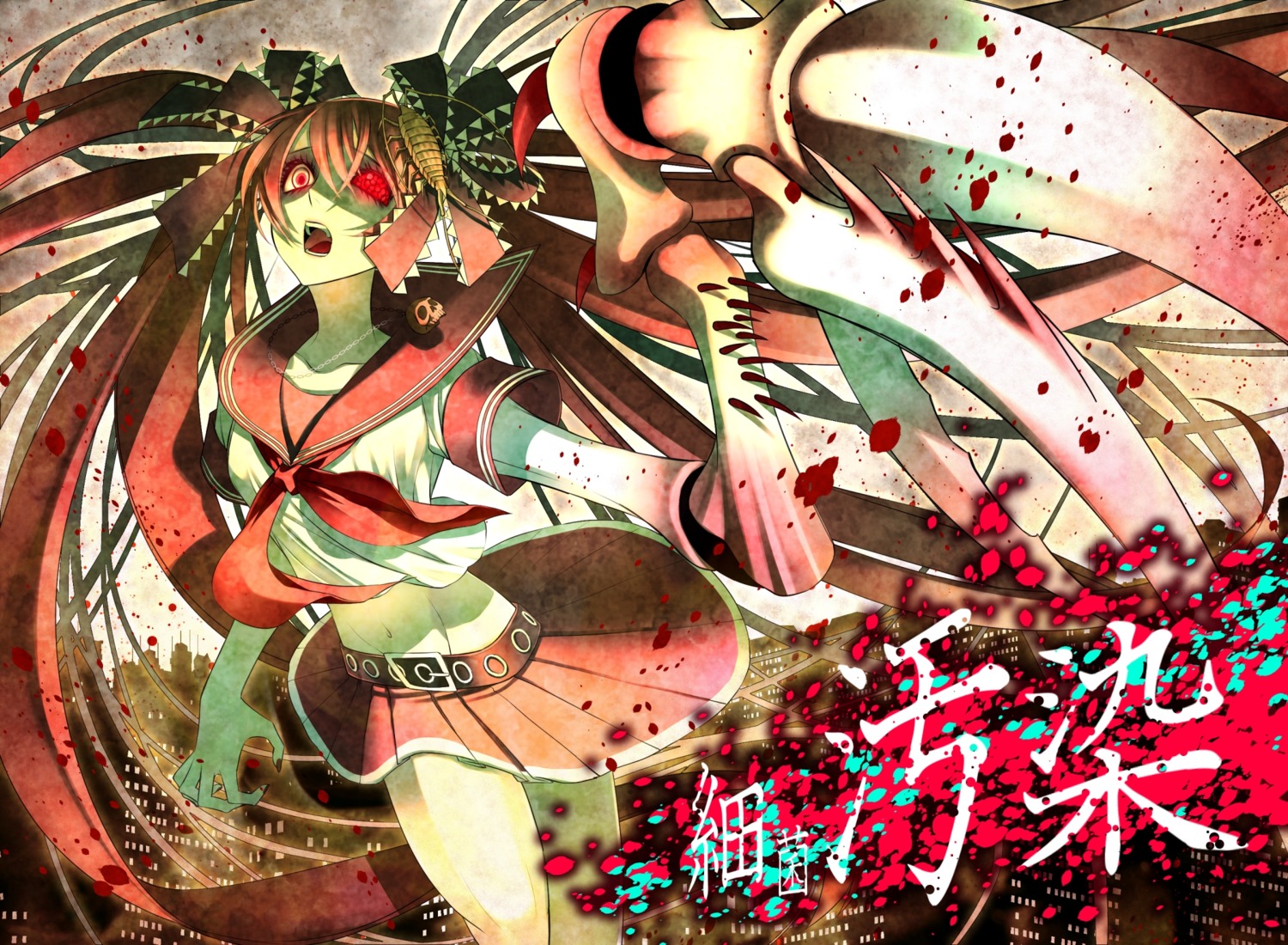 blood, calne_ca, monster_girl, seifuku, shijuuhachi