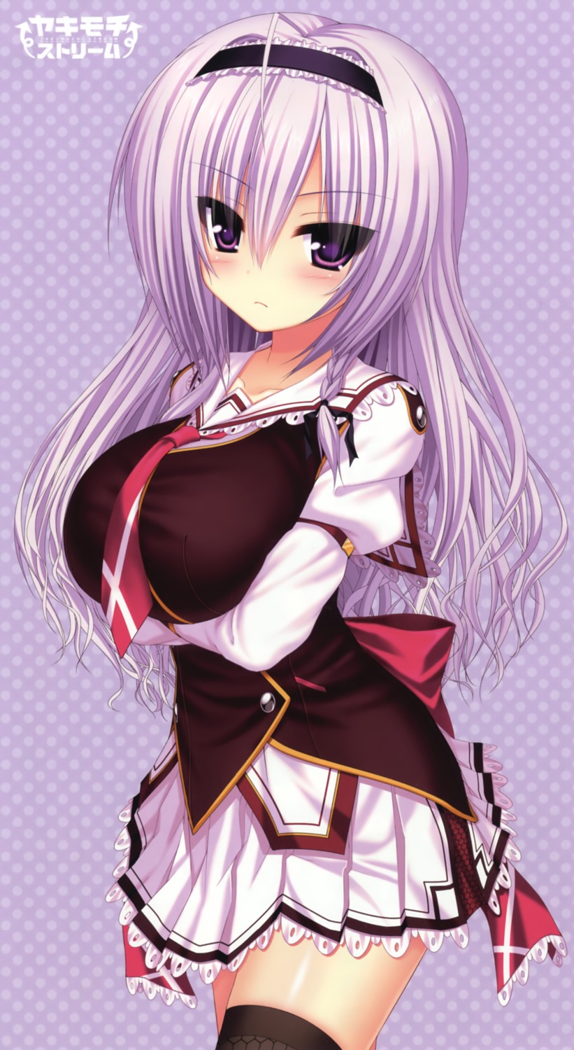 breast_hold, madosoft, seifuku, syroh, thighhighs, yakimochi_stream, yukikura_mutsuki